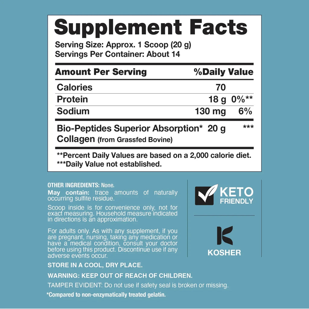 Collagen Bio-Peptides Powder 20oz Grassfed Collagen Protein