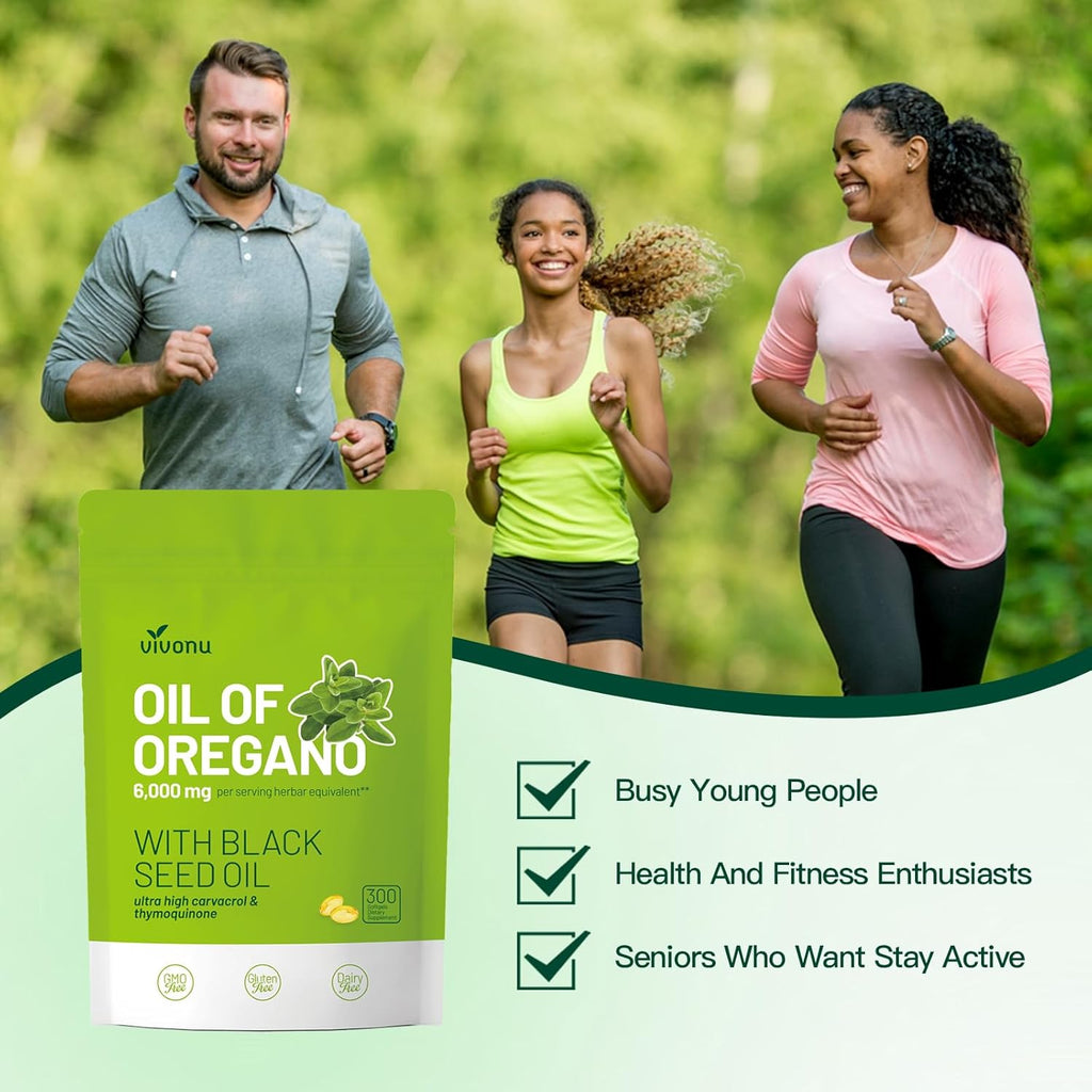 Oil of Oregano Capsules, Balanced Oil of Oregano with Black Seed Oil, Softgels, Non-GMO