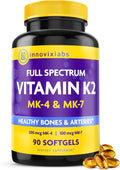 InnovixLabs Full Spectrum Vitamin K2-90 Softgels with 600 mcg of Trans Form MK7 and MK4 - Supports General Health and Bone Strength - Soy and Gluten Free K2 Vitamin Supplement