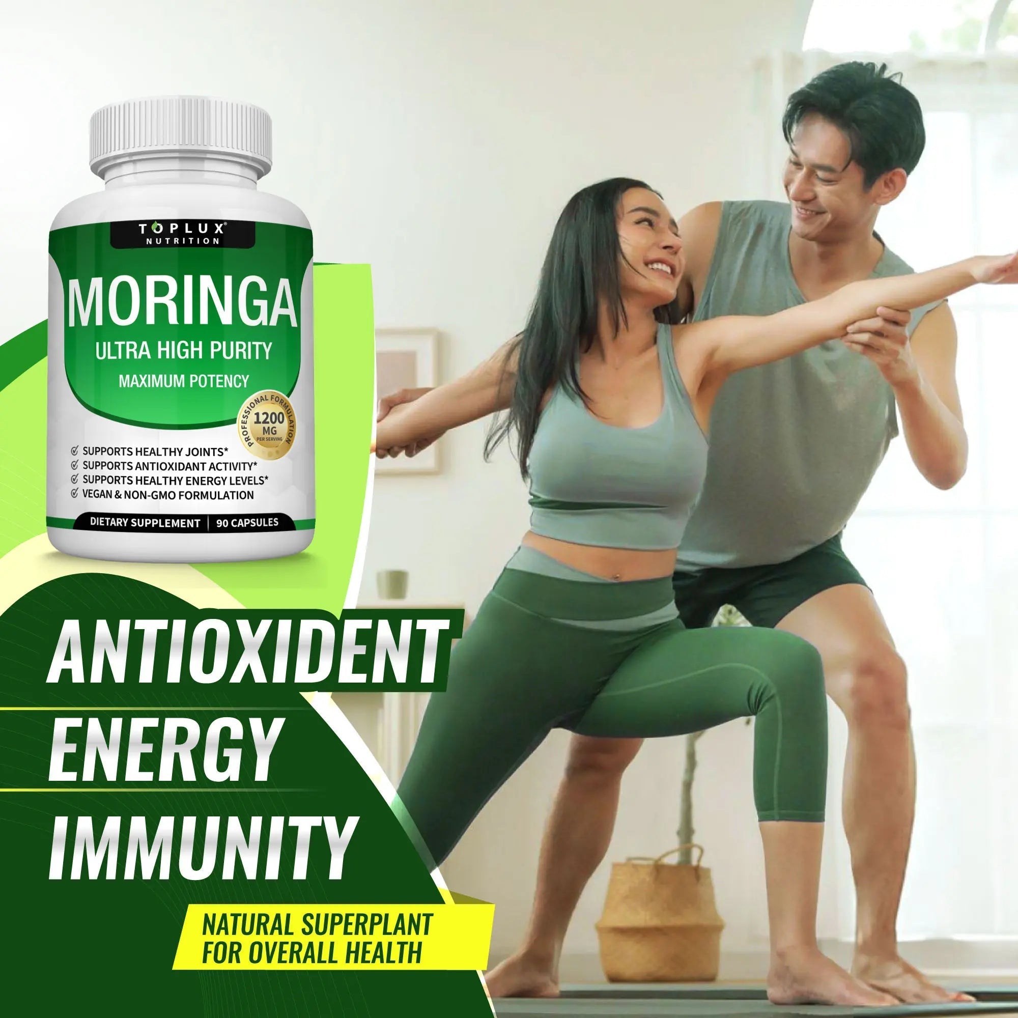 Moringa Capsules 1200mg — Immune & Digestive Superfood (90 Capsules)