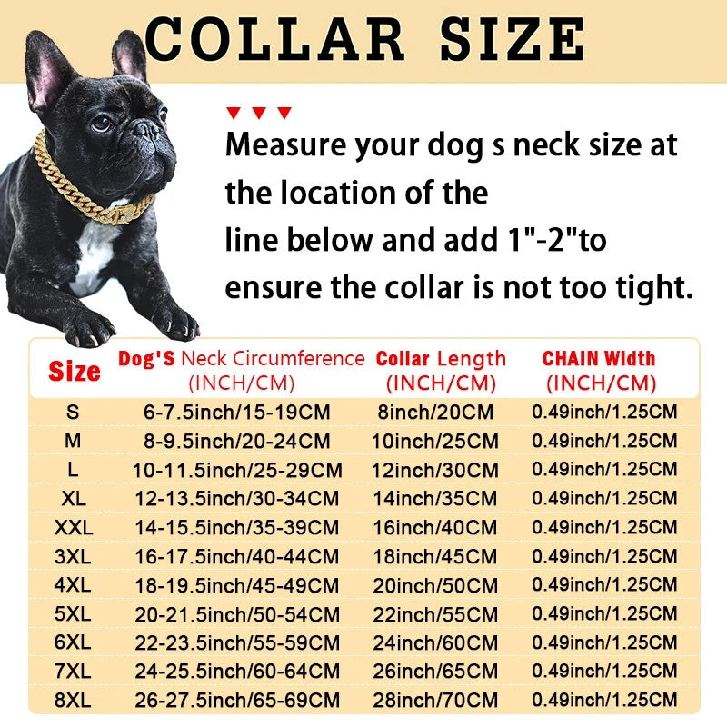 Pet Dog Cat Metal Gold Metal Chain Diamond Cuban Collar Link Jewelry Necklace